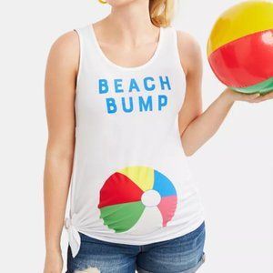 Motherhood White Sleeveless Round Neck Cotton-Blend Tank Top Size XL